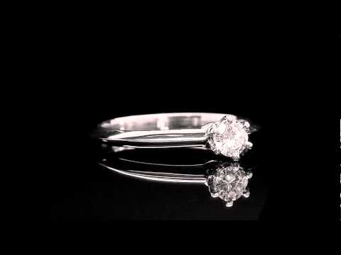 1/4 CT 6-Prong Solitaire Round Cut Diamond Engagement Ring in 14K White Gold