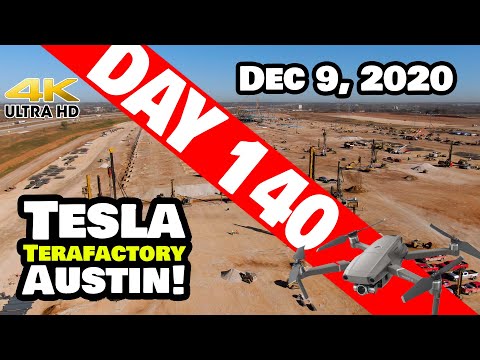 Tesla Gigafactory Austin 4K  Day 140 -12/9/20 - Terafactory Texas - ANOTHER BUSY DAY AT GIGA TEXAS!