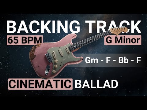 Cinematic Depth Ballad Guitar Backing Track in G Minor | Gm - F - Bb - F | 65 BPM