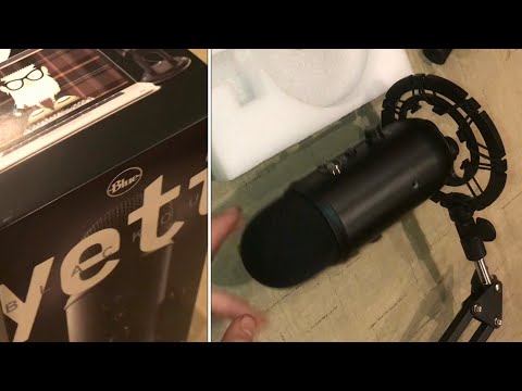 assembling BLUE YETI microphone and accessories (includes unboxing)