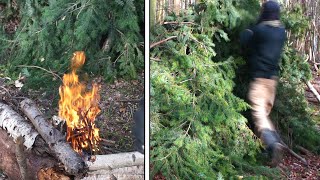 Natural Shelter Building - Lean-To/A-Frame Hybrid - Lina Hut