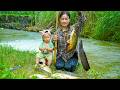 Fishing for giant wild fish with my child - Cooking and the simple life