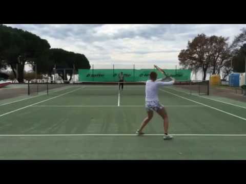 Sashka Oliynykova - Morning Tennis Practice - One Player, One Coach, One Court... One Sea nearby