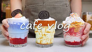 ☀️Cafe Vlog Collection/Slow Mornings With Parfait & Latte🍓Cafe Vlog/ASMR/카페브이로그/no bgm