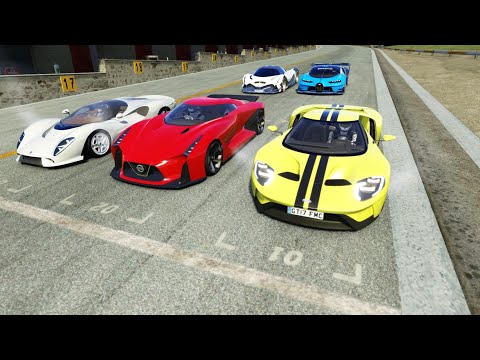 Bugatti Vision GT vs Devel Sixteen vs Ford GT vs Nissan Concept 2020 Vision GT vs De Tomaso P72