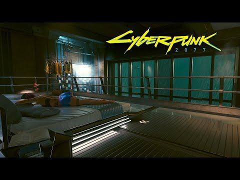 Resting with Judy Alvarez In Raining Weather | The Glen Apartment | Cyberpunk 2077 Ambience