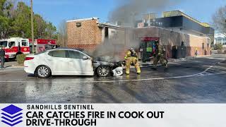 Car catches fire in Cook Out drive-through Christmas Eve | Southern Pines, N.C