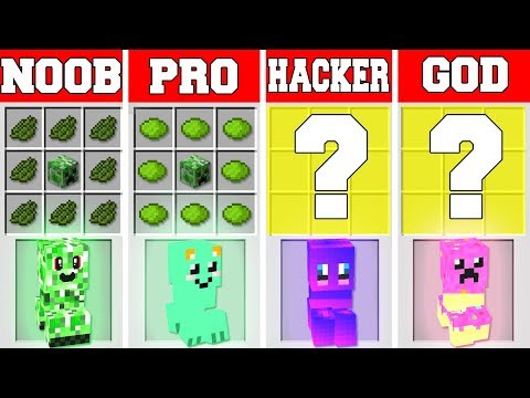 Minecraft Battle: BABY CREEPERS CRAFTING CHALLENGE - NOOB vs PRO vs HACKER vs GOD
