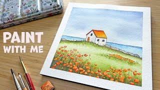 Watercolor Painting for Beginners | Easy Beach Cottage Scene Step by Step