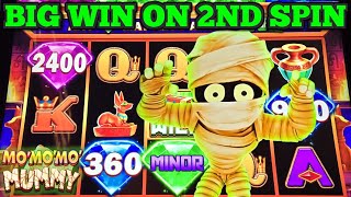 WOW! 2ND SPIN BIG WIN BONUS ON MO MO MO MUMMY SLOT & SPOOKY LINK MUMMY SLOT WIN | Las Vegas Slots