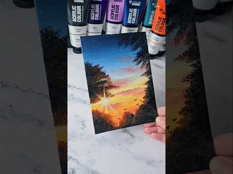 Easy way to paint a sunset / acrylic painting ideas for beginners