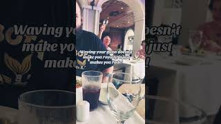 Rude guest waves glass at servers on Carnival Venezia. #CarnivalVenezia #CruiseEtiquette