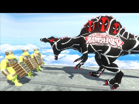THOR GHOR HAMMER vs SPIDERMAN SPINOSAURUS DEATH CLIMB - Animal Revolt Battle Simulator