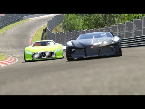 Mercedes-Benz AMG Vision GT vs Bugatti La Voiture Noire vs Bugatti Centodieci at Nordschleife