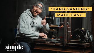 "HAND-SANDING" made easy for the knife-maker! (making a stand for my "hand-sanding" machine of doom.