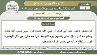 صورة 12 - شرح كتاب عمدة الأحكام ( كتاب الطهارة 11 ) - الشيخ سعد بن شايم الحضيري