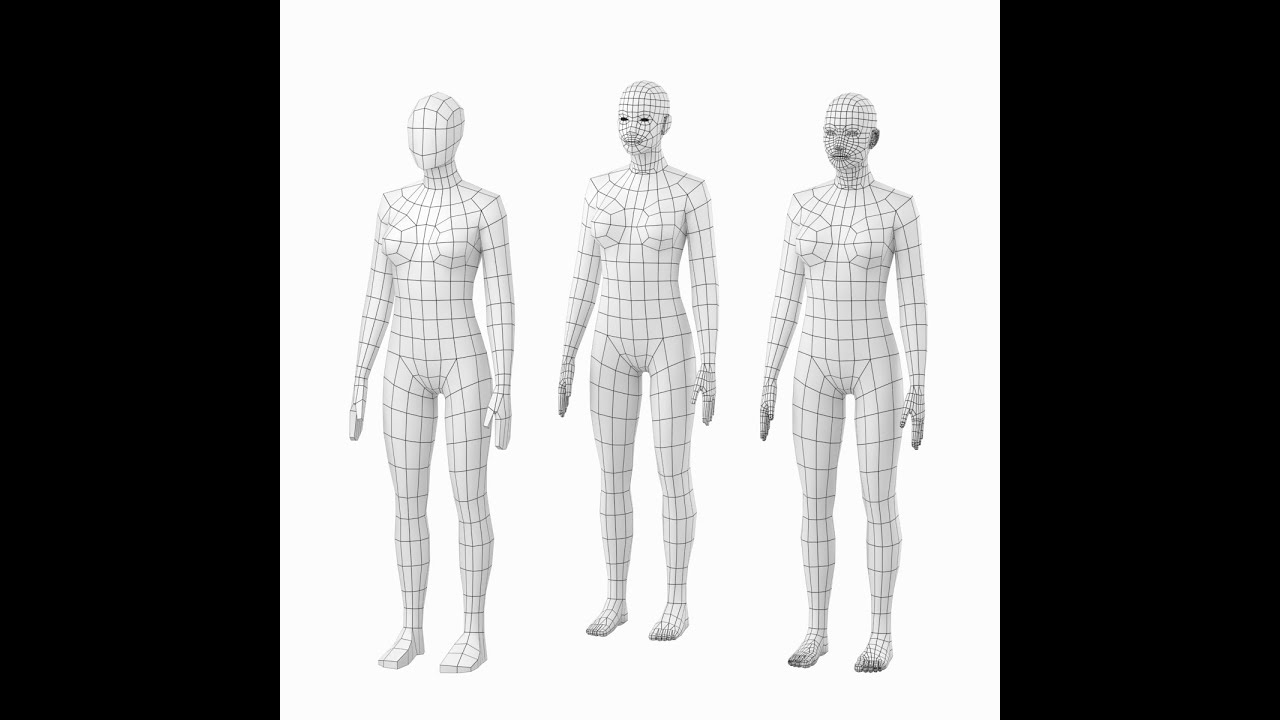 Dinlenme Pozunda Doğal Kadın Temel &Ouml;rg&uuml; 3D Model