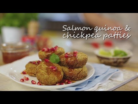 Salmon quinoa and chickpea patties