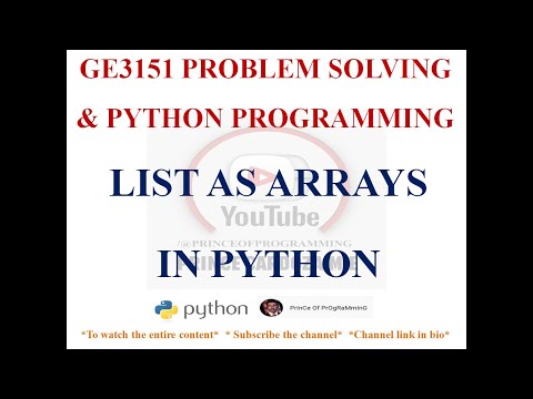 List As Arrays Ge3151 Problem Solving And Python Programming Notes