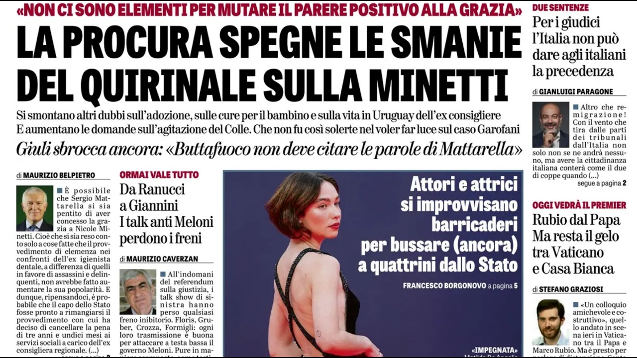 RASSEGNA STAMPA 8 MAGGIO 2026. QUOTIDIANI NAZIONALI ITALIANI  PRIME PAGINE DEI GIORNALI DI OGGI