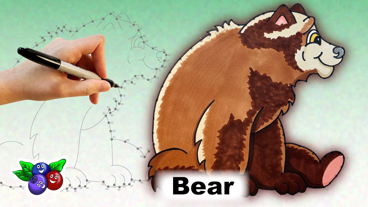Connect the Dots Drawing - BEAR - Step by step art tutorial