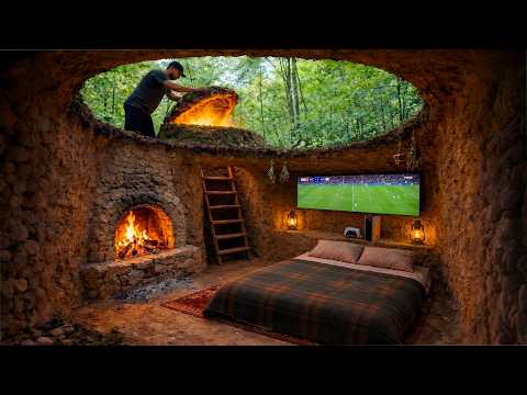 This Hidden Tree Stump Shelter Is Warm & Cozy (Full Build)