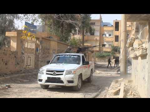 استهداف تمركز قناصي النظام في حي الموظفين في دير الزور بواسطة رشاش 14 من قبل تجمع ألوية أحفاد الرسول