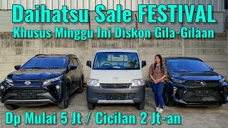 Daihatsu Sale Festival. Diskon Gila-gilaan. Khusus Minggu Ini. Promo Sigra, Terios dan Grand Max.
