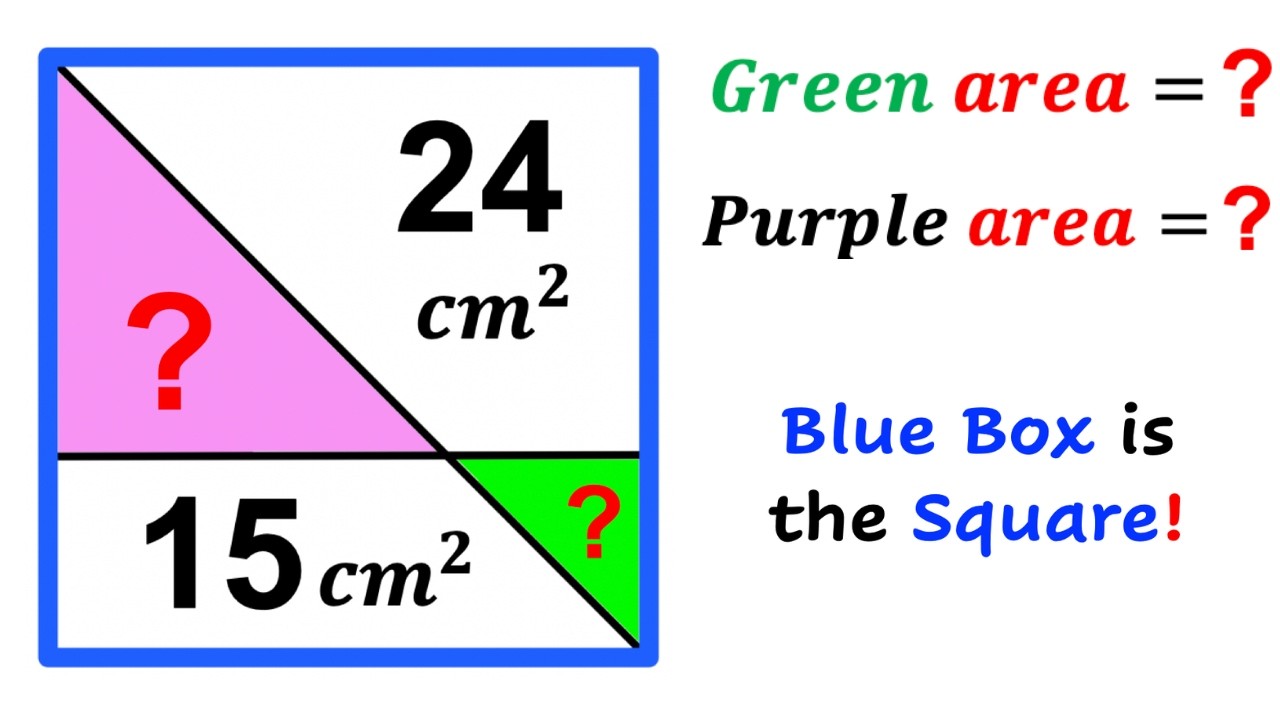 Can you find area of the Purple and Green Triangles? | (Square) | #math #maths | #geometry