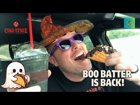 Trying Cold Stoneâs Boo Batter Choco Taco & Witchesâ Boo Milkshake!