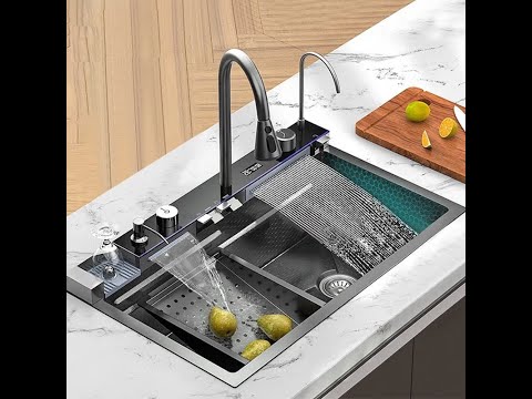 Vidéo d'installation de l'évier de cuisine KLEENMAC avec robinet de pluie intelligent intégré