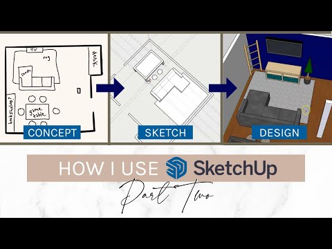 SketchUp for Interior DIYers (EASY!) | Part 2 - Complete Design Mock-Up Start to Finish
