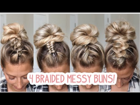 4 BRAIDED MESSY BUNS YOU'VE NEVER TRIED! Short,...