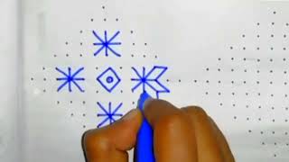 13*1 straight dots kolam designs| Easy dots kolam| Simple rangoli designs