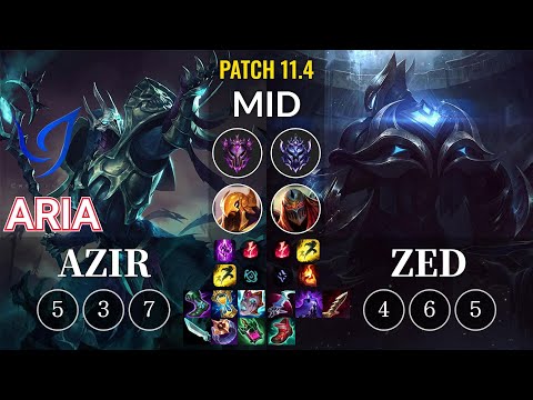 CGA Aria Azir vs Zed Mid - KR Patch 11.4