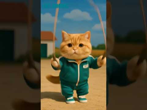 cat jumping rope #carton #cat  #jumping #rope #skipping