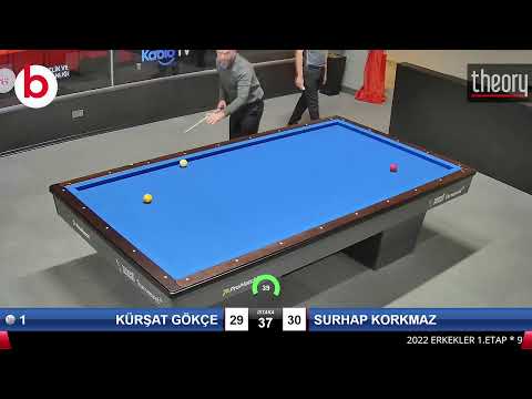 KÜRŞAT GÖKÇE & SURHAP KORKMAZ Bilardo Maçı - 2022 ERKEKLER 1.ETAP-9.TUR