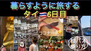 暮らすように旅する タイ🇹🇭6日目 Wat Pho🛕 初バス挑戦🚌 (ココナッツ🥥グリーンカレーetc) #thailand thailand 