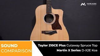 Video thumbnail for Sound Comparison | Martin X Series DX-2E Koa Dreadnought x Taylor 210CE Solid Spruce Top by Nafiri Music Jakarta