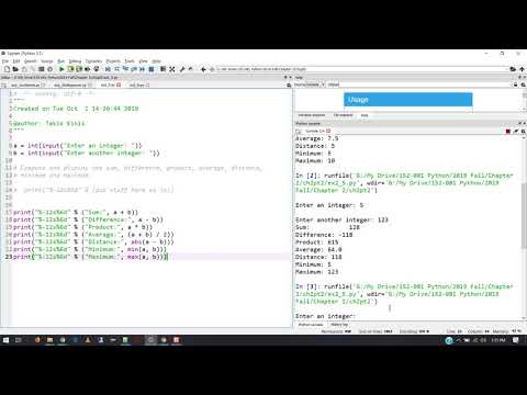 Programming In Python Chapter 2 Exercises Part 2 Fall 2019