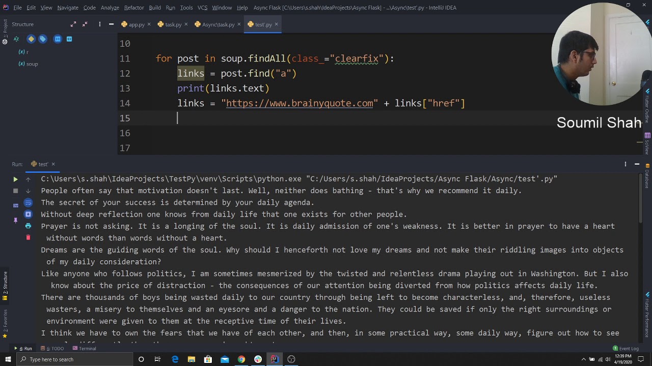 brainyquote Web Scrapping with Python Tutorial for beginner