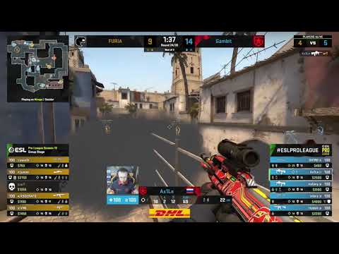 Ax1Le - 3 AUG kills on the Mid defense (initial frags), Gambit vs FURIA, ESL Pro League Season 13