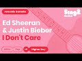 I Don't Care - Ed Sheeran, Justin Bieber (Higher Key) Acoustic Karaoke