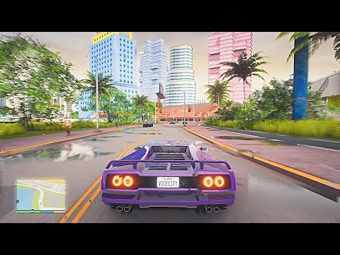 GTA: Vice City 2021 Remastered Graphics - Definitive Level Ray Tracing RTX 3090 GTA 5 PC Mod!