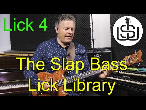 Slap Bass Library Lick 4 bass lesson by Scott Whitley - Em Funk Lick