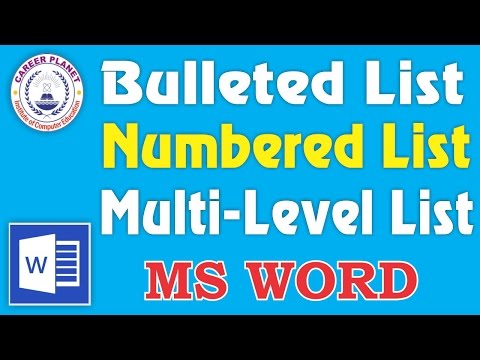 MS Word Bulleted List Numbered List Multilevel List in Hindi| All Types of List Design in Word