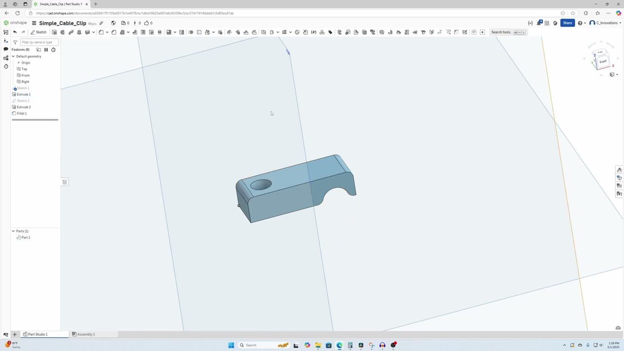 How to Create a Cable Clamp in Onshape | Beginner CAD & 3D Print Project