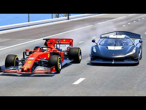 Koenigsegg Jesko with Jet Engine vs Ferrari F1 2019 Jet Engine - Drag Race 20 km