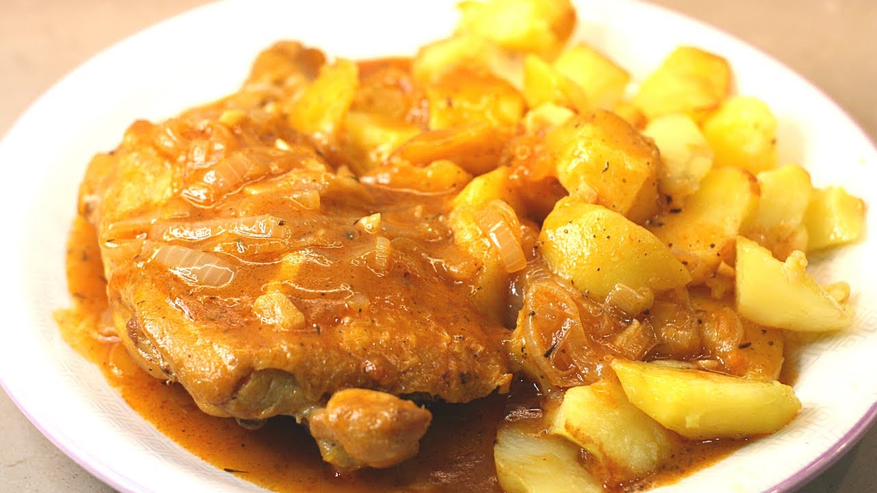 Contramuslos de pollo a la Cerveza receta fácil?? Con guarnición de patatas?? Pollo en Salsa