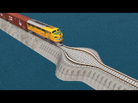Train Vs Impossible Wide Rail Track Crossing - BeamNG.Drive